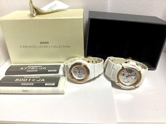 Casio G Presents Lover's Collection 2009 white digital wristwatch with chronograph and complete accessories
