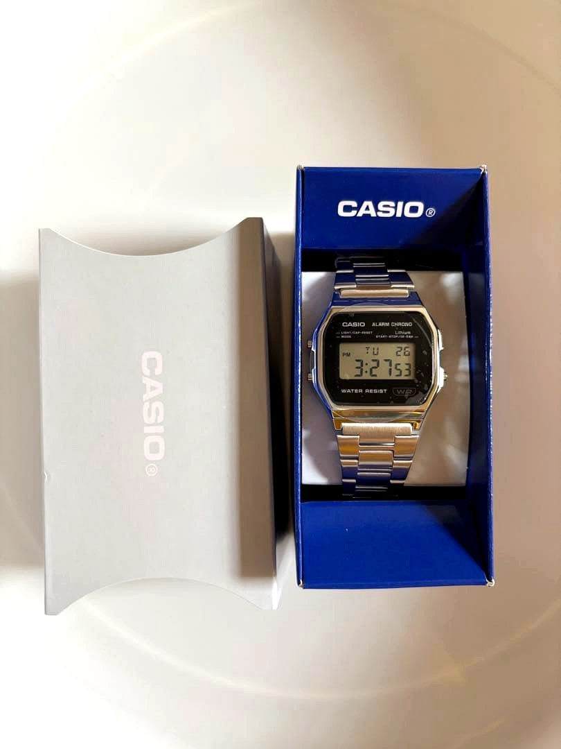 Casio Classic Digital Watch Model A158WEA-1JF with stainless steel band and waterproof features