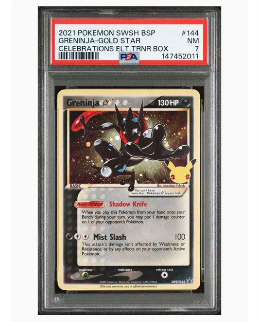 Authentic Japanese Pokemon Greninja Star Card SWSH144 graded PSA 8 or below collectible