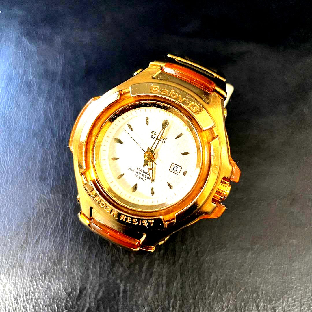 Casio Baby-G G-ms gold steel wristwatch with brown accents, Japanese genuine MSG model