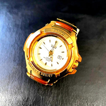 Casio Baby-G G-ms gold steel wristwatch with brown accents, Japanese genuine MSG model