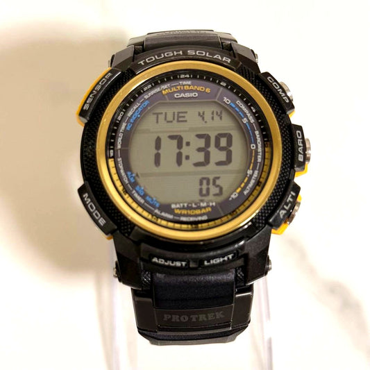 Used Casio Pro Trek PRW-2000A watch with scratches on mineral glass and dirt, Japan import