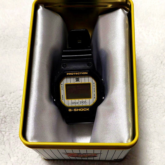 Casio G-Shock Hanshin Tigers black square watch with resin and silicone band