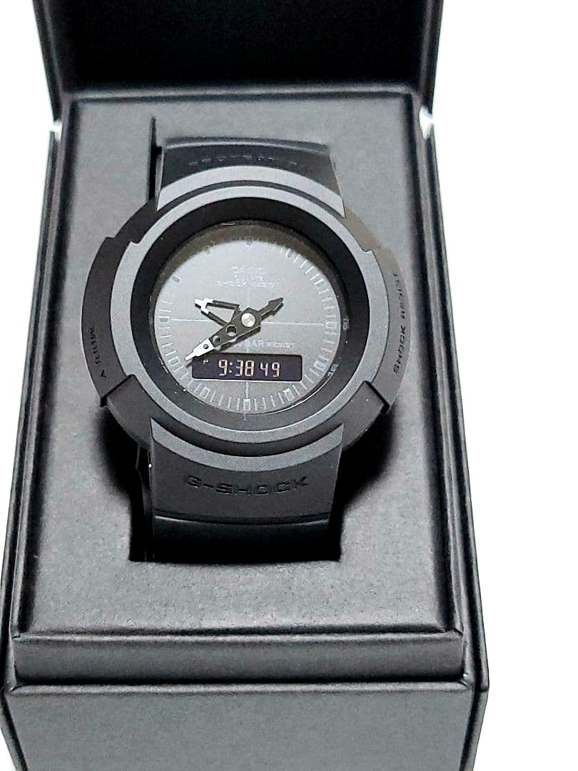 Casio G-Shock AW-500BB-1EJF blackout analog-digital combo watch with black strap and retro design