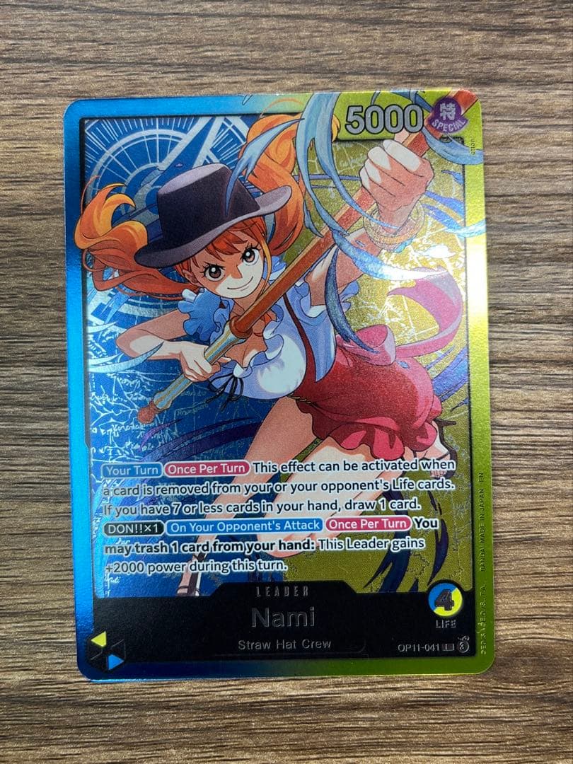 One Piece Card Game Nami OP11-041 English version Blue Yellow card with minor marks and cutter flaws