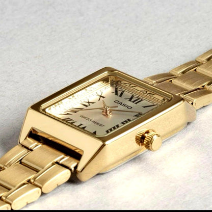 Casio Standard LTP-V007G-9B gold analog wristwatch with metal strap for women and kids