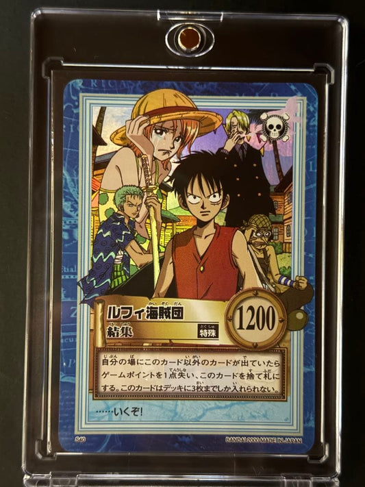 One Piece Hyper Battle Carddass Luffy Pirate Crew Gathering vintage card in protective loader