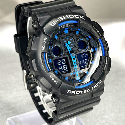 Casio G-Shock GA-100 5081 wristwatch with black bezel and strap, clean glass, Japan import