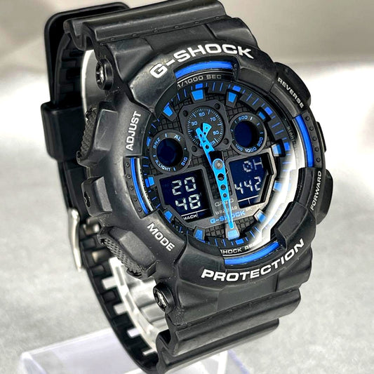 Casio G-Shock GA-100 5081 wristwatch with black bezel and strap, clean glass, Japan import