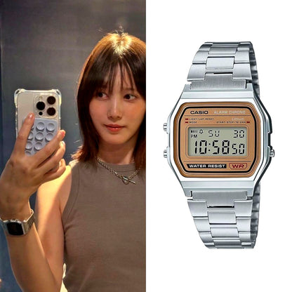 Casio Classic A158WEA-9 digital watch with stainless steel band and rectangular face, brand new in box