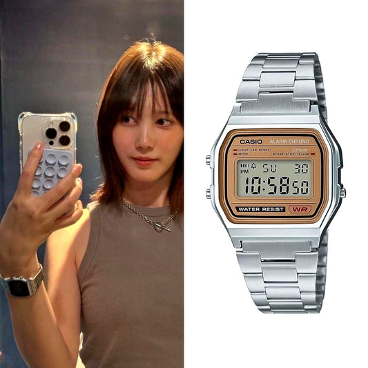 Casio Classic A158WEA-9 digital watch with stainless steel band and rectangular face, brand new in box
