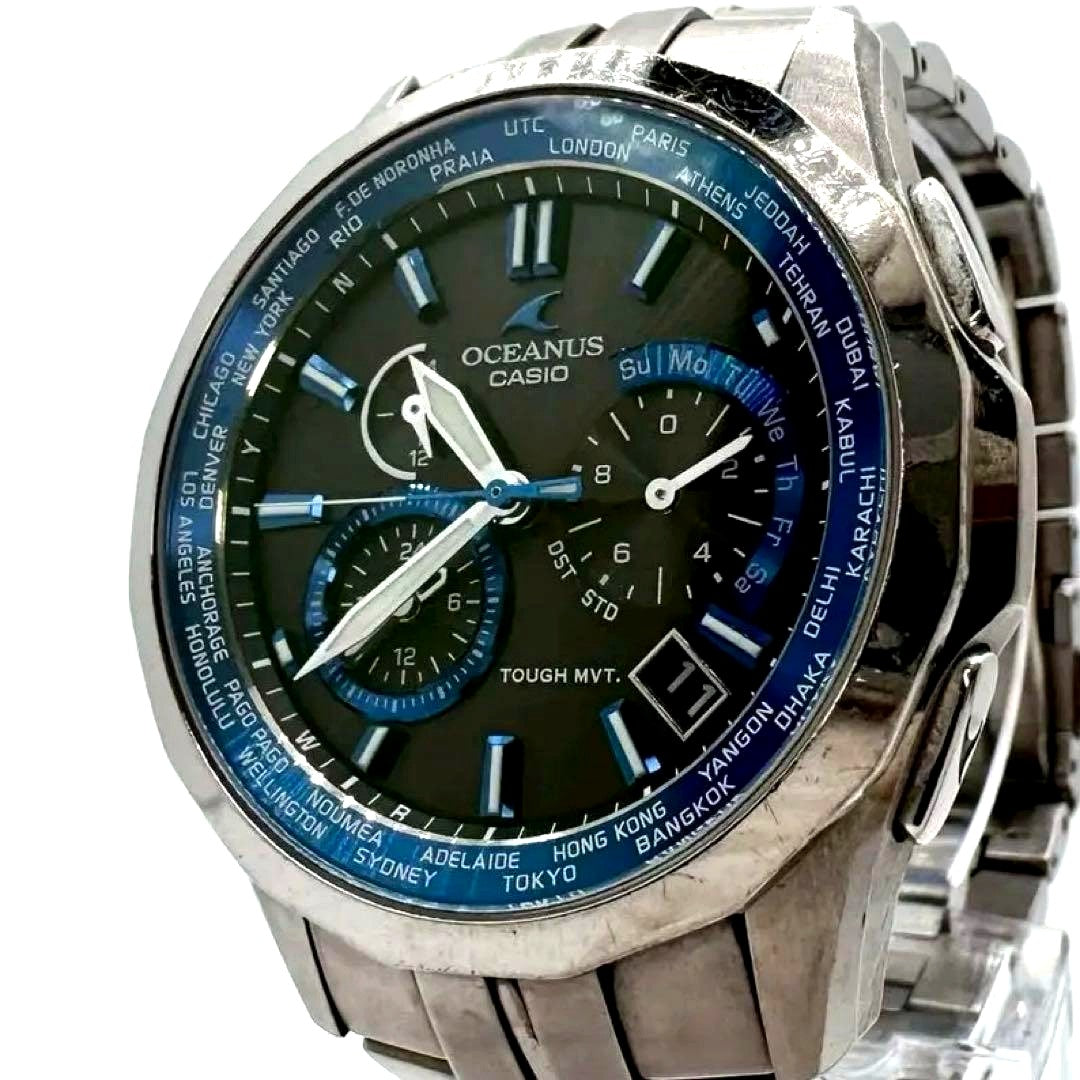 Casio Oceanus OCW-S1400 titanium case solar watch with black dial and Multi-Band 6
