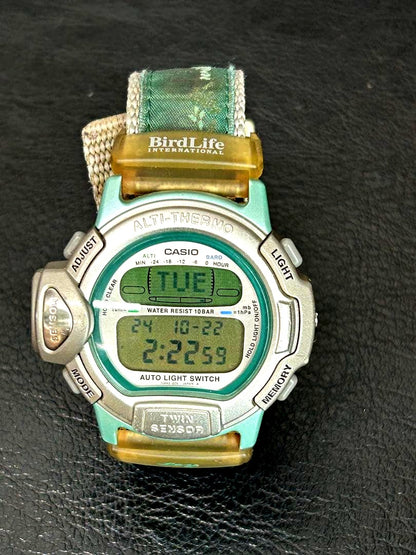 Casio Pro Trek Bird Life Limited Edition watch with replaced battery and worn strap
