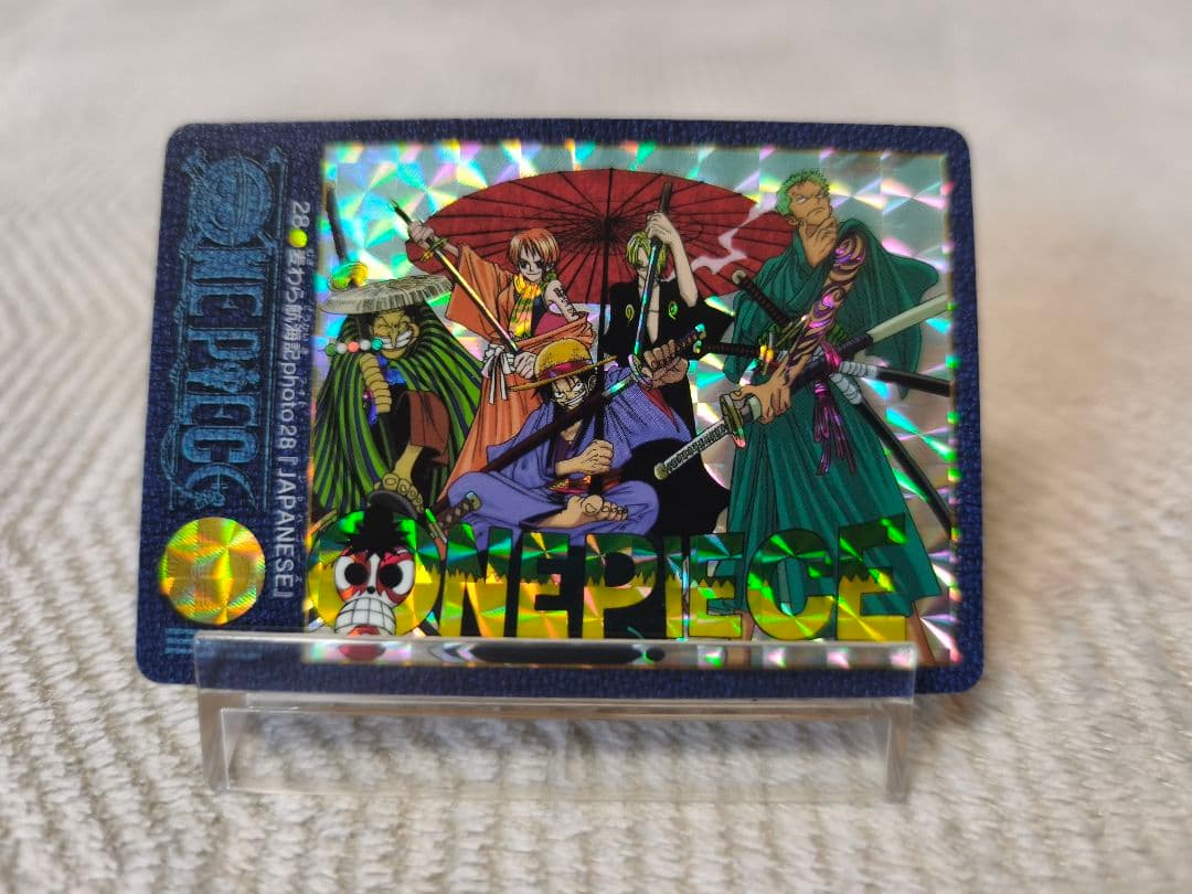 Bandai One Piece Visual Adventure Straw Hat Voyage Photo 28 vintage collectible card with visible wear