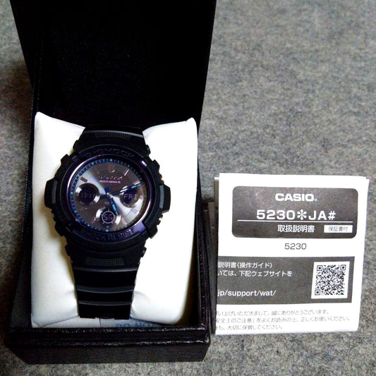 Casio G-Shock Virtual Blue Series AWG-M100SVB-1AJF solar-powered watch with black and blue violet design
