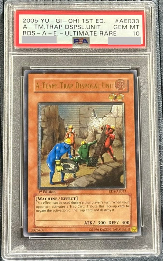 Yu-Gi-Oh Trap Processing Team A Relief card graded PSA 10 in plastic case Japan import