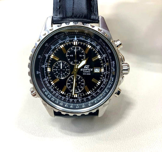 Casio Edifice EF-527 men's wristwatch with 44mm dial, stainless steel band, and chronograph features