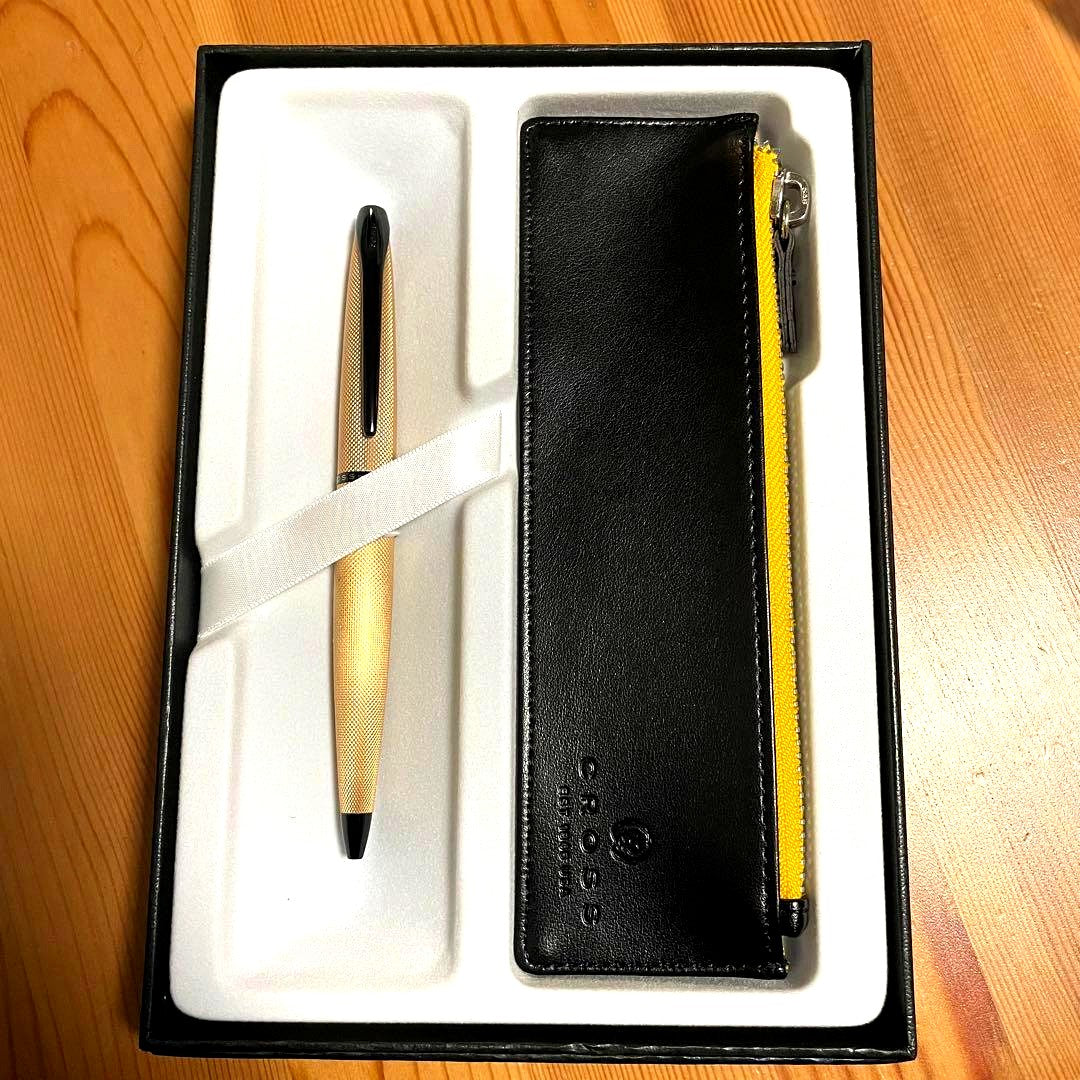 Cross ATX Brush Royal Gold Ballpoint Pen Case