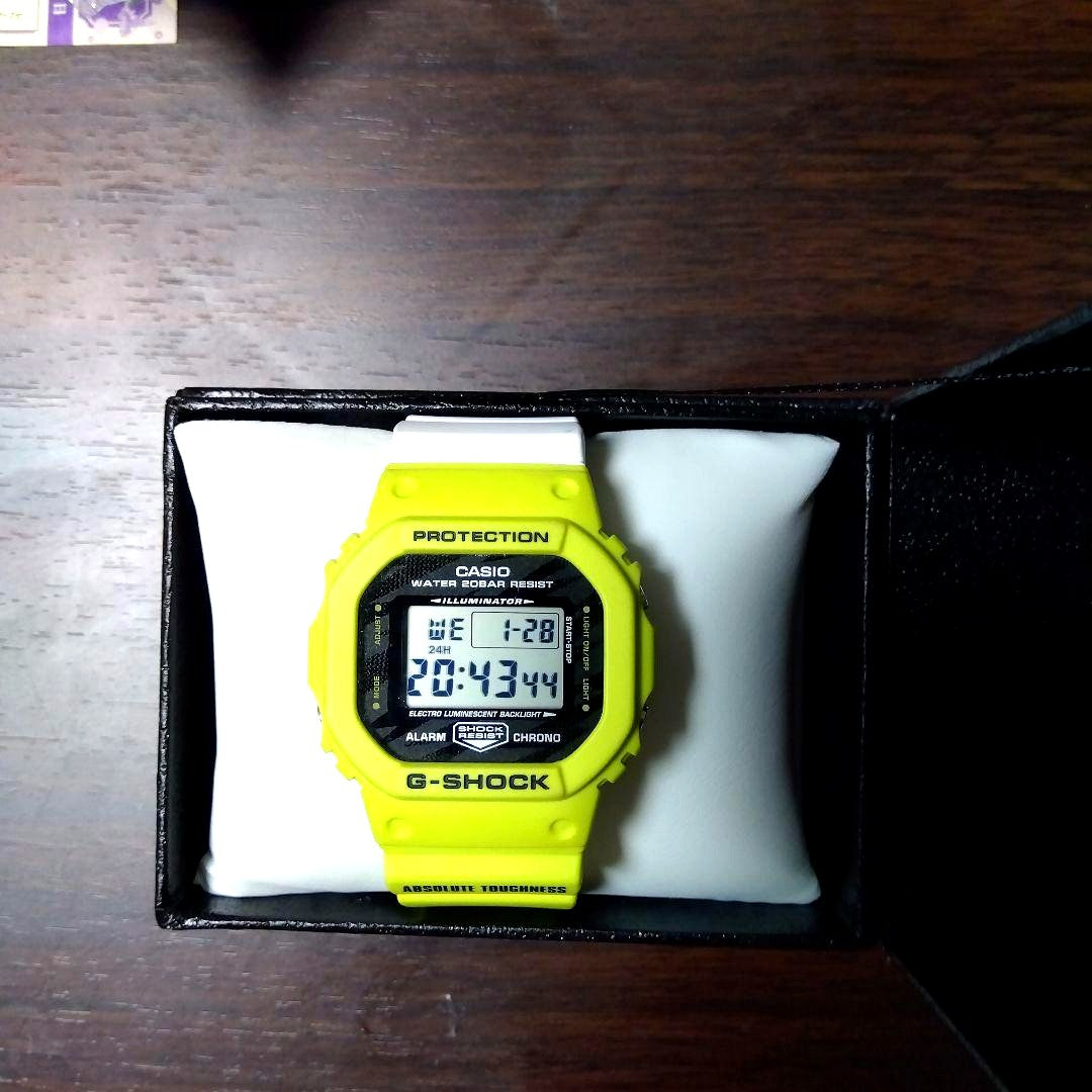 Casio G-Shock DW-5600TGA-9JF yellow digital watch with resin band and shock resistant design