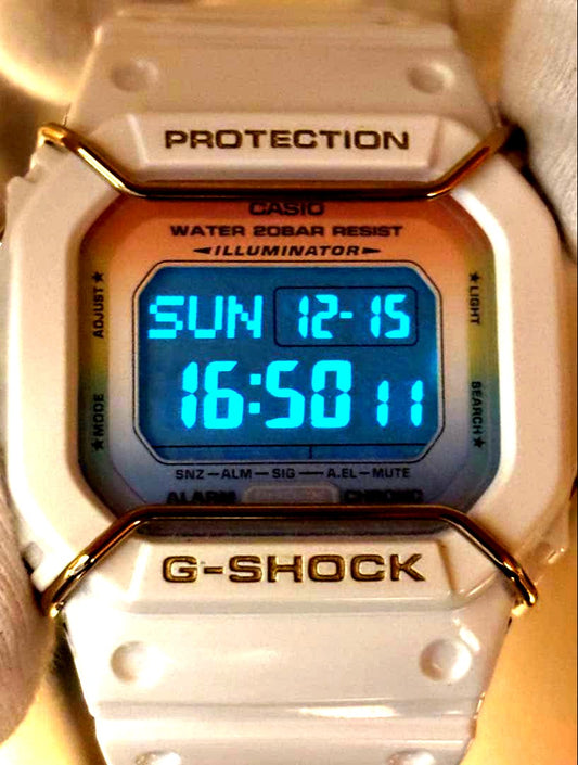 Casio Baby-G 2014 Rainbow White Gradient limited edition women's watch set showing two watches
