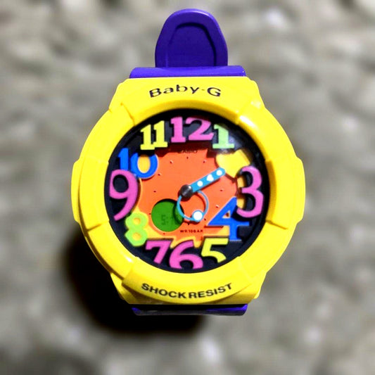Casio Baby-G Crazy Neon Series BGA-131-9BJF yellow watch with fluorescent illumination and resin band