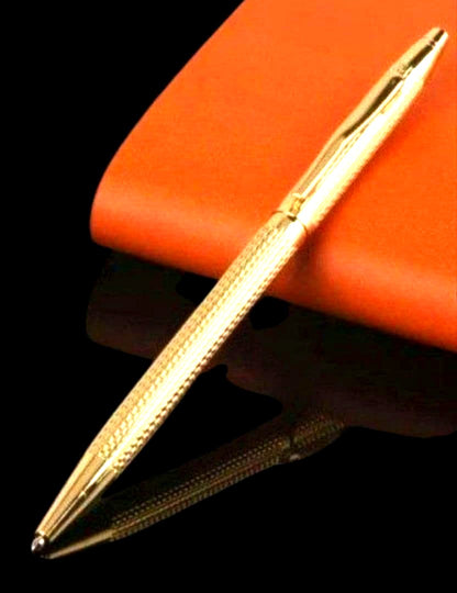 Cross gold gel pen with detailed Gilorosh engraving and twist mechanism Japanese import