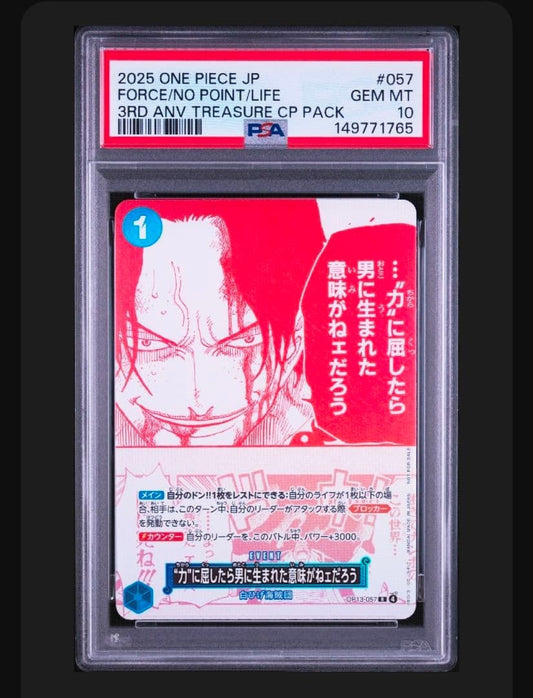 One Piece Monkey D. Luffy OP13-057 PSA10 Promotion Card 3rd Anniversary Japan Import