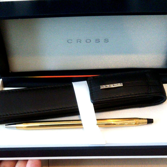 Seiichi Cross 10KT gold-plated ballpoint pen with slight discoloration on nib, Japan import