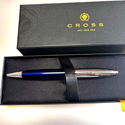 Seiki Cross ballpoint pen in blue metal with clean touch part and sleek design