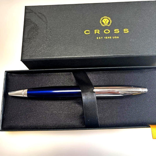 Seiki Cross ballpoint pen in blue metal with clean touch part and sleek design