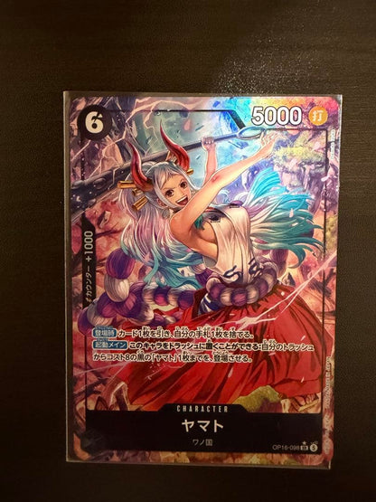 One Piece Monkey D. Luffy Card Game Yamato Parallel OP16-098 collectible card in sleeve
