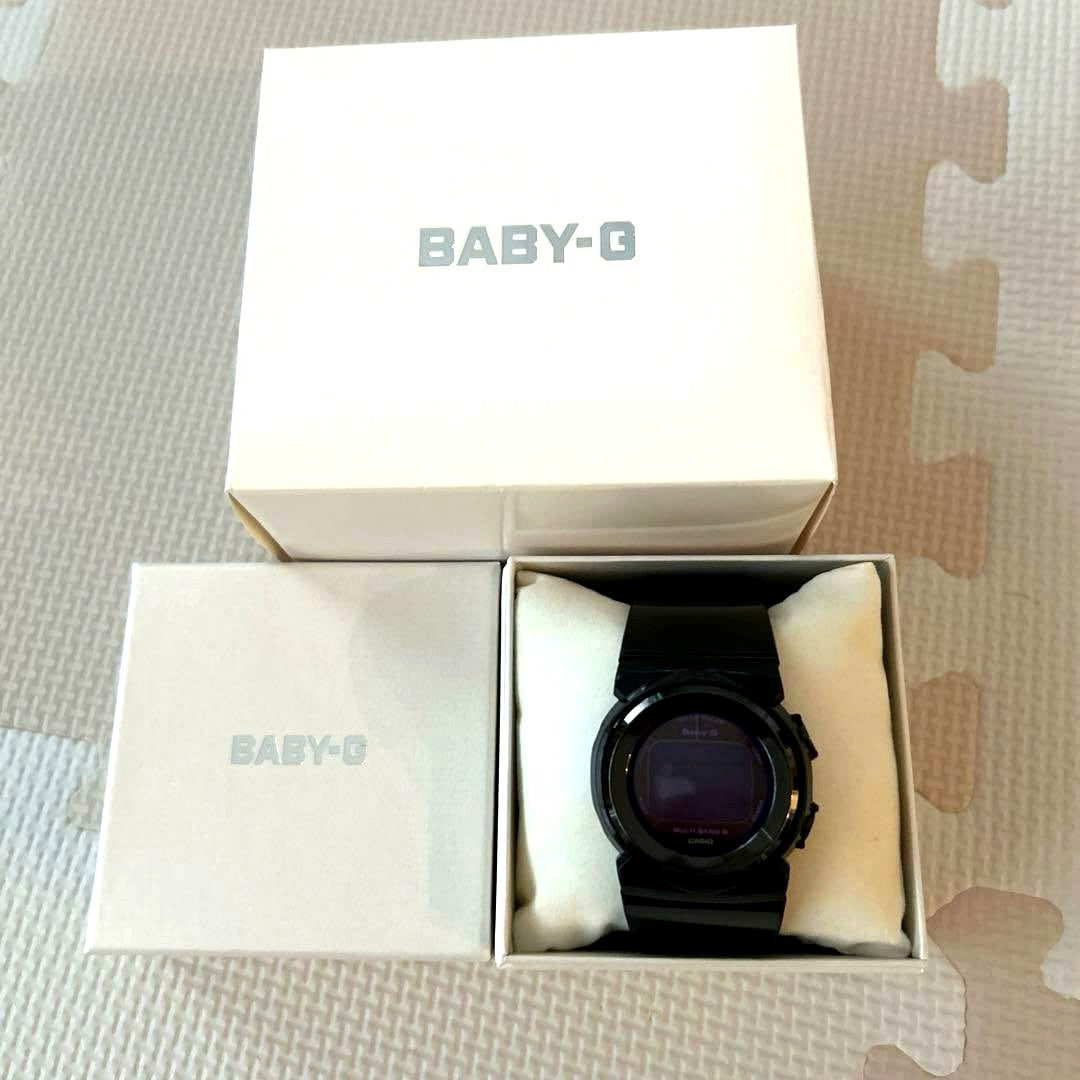 Casio Baby-G Tough Solar Radio-Controlled Watch with box showing black strap and digital display
