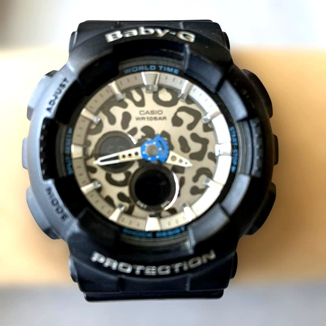 Casio Baby-G BA-120LP analog digital shock watch with leopard pattern dial