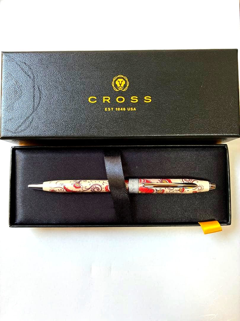 Cross Botanica Red Ballpoint Pen with Gold Trim and Box - Japan Import