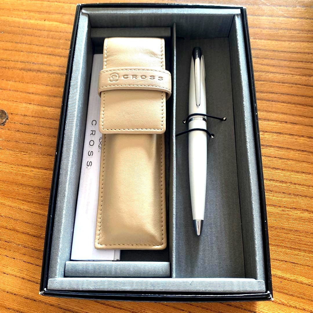 CROSS White Ballpoint Pen with Case — Japan Import