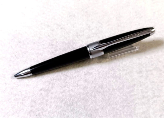 Cross Apollo Black Lacquer Ballpoint Pen with black lacquer finish and silver clip
