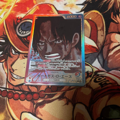 One Piece Card Game Portgas D. Ace Leader Parallel card from Japan import shown in protective sleeve