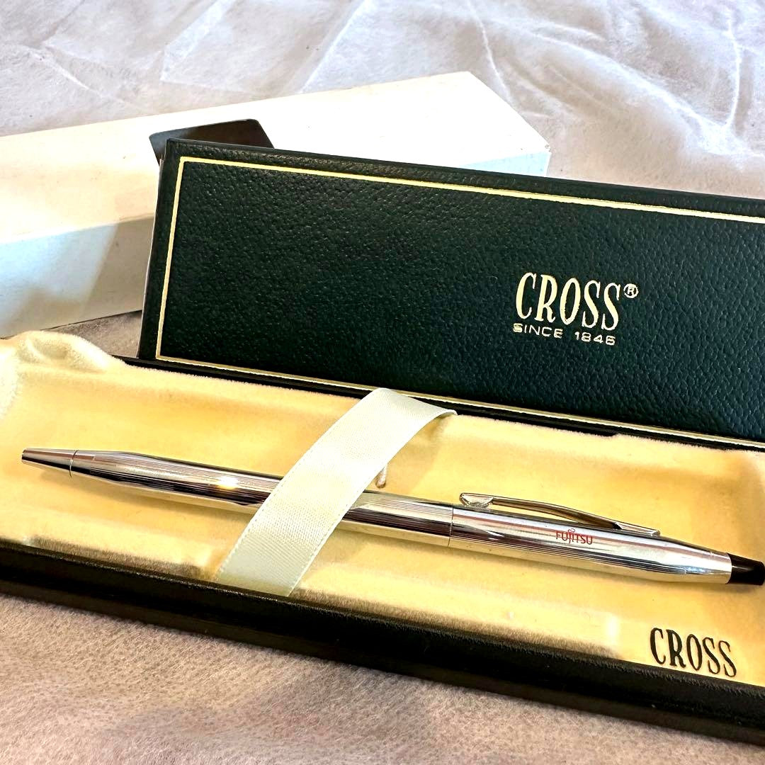 Used Cross rotating ballpoint pen metal body model 14 806-26186 with white outer box showing stains