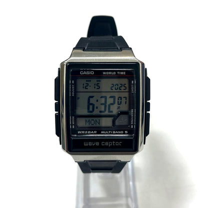 Used Casio Waveceptor Multi Band 5 WV-59R-1AJF watch with stainless steel resin band and black dial