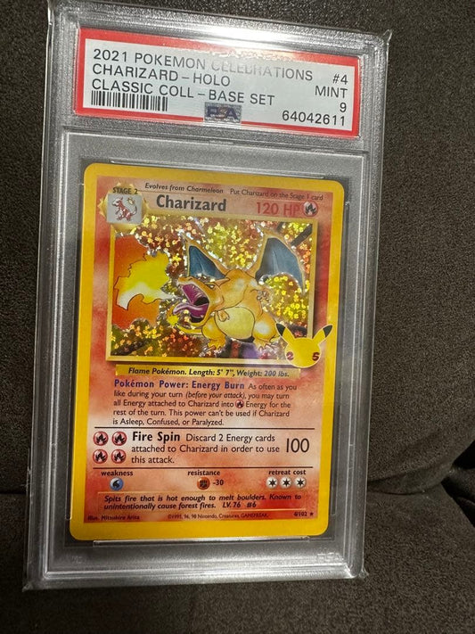 Pokemon Card Lizardon 25th Anniversary PSA9 graded overseas edition in sealed case with bonus item