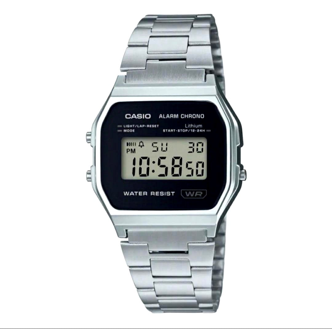 Casio Collection A158WEA-1JF classic digital watch with resin case and stainless steel band Japan import