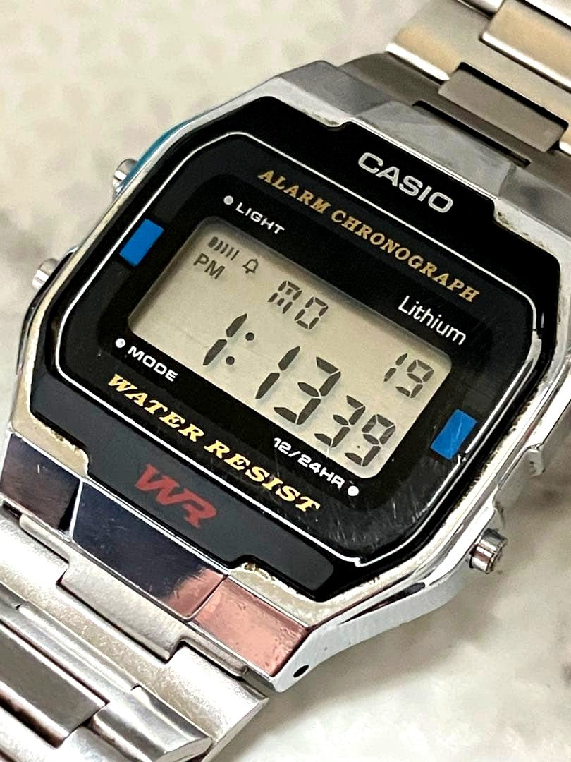 Casio A163WA digital watch Europe and overseas limited model with visible scratches and worn condition
