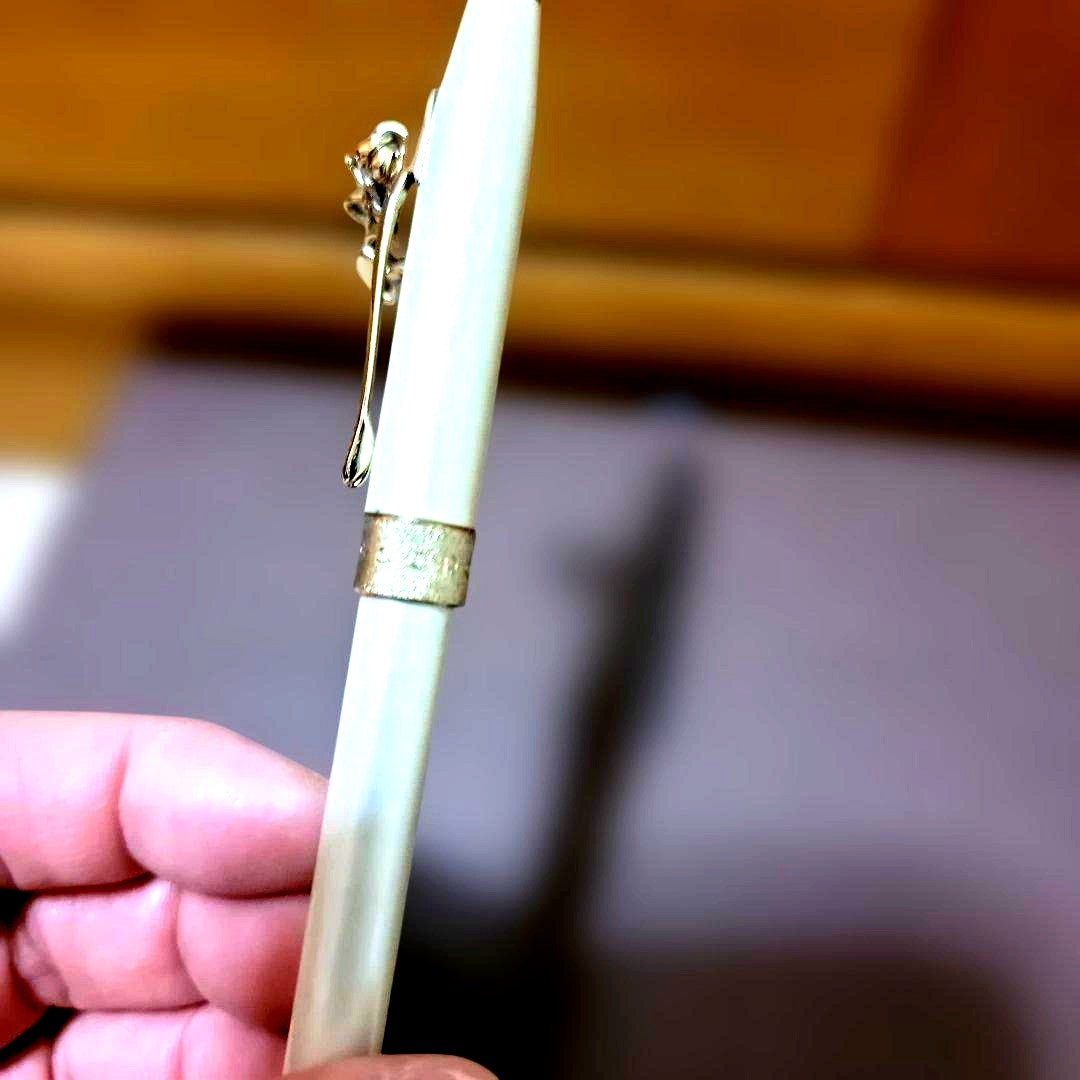 Cross White and Gold Ballpoint Pen with Heart Charm
