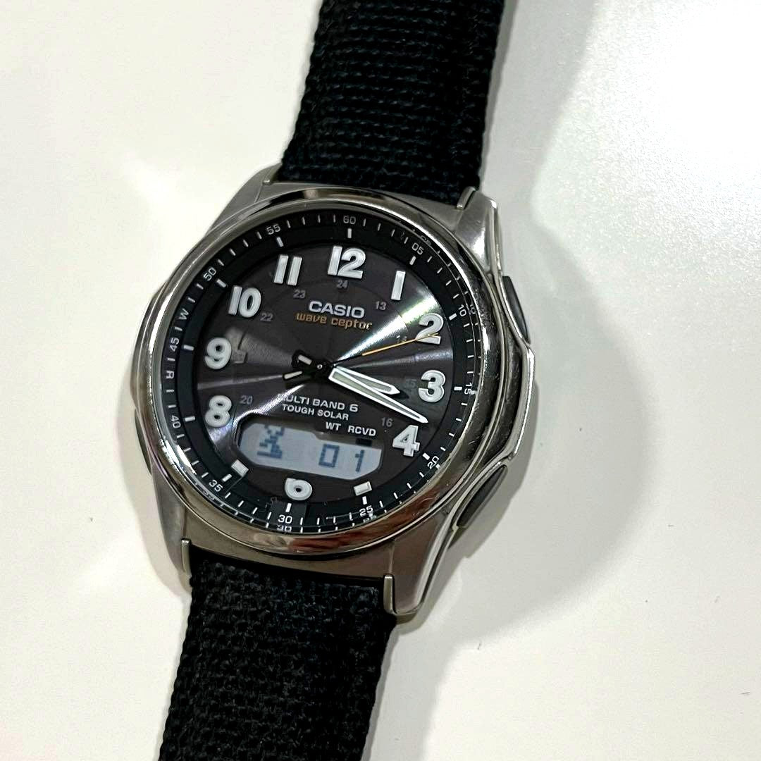 Casio Wave Ceptor Solar Radio Watch Model WVA-470 in black with multi-band 6 feature