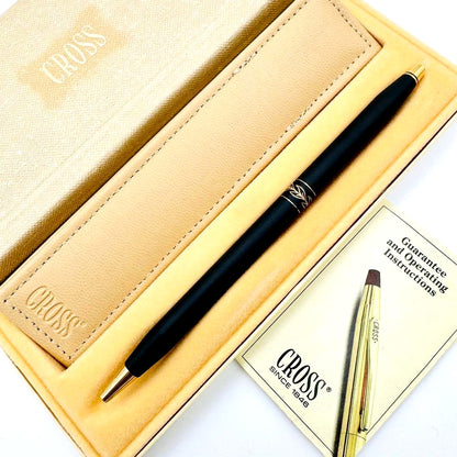Cross Classic Black Ballpoint Pen USA Made Leaf Pattern Blue Ink