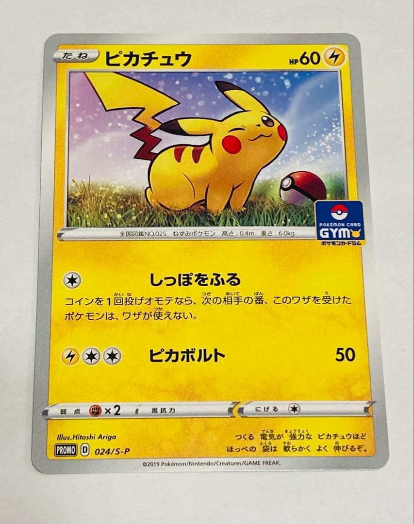 Bandai Pikachu Gym Promo 024/S-P collectible card front view in protective sleeve