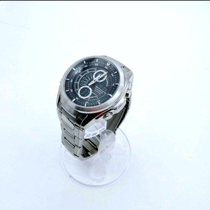 Casio Edifice EFA116 watch with black dial and silver band, model 3798, Japan import, wristwatch