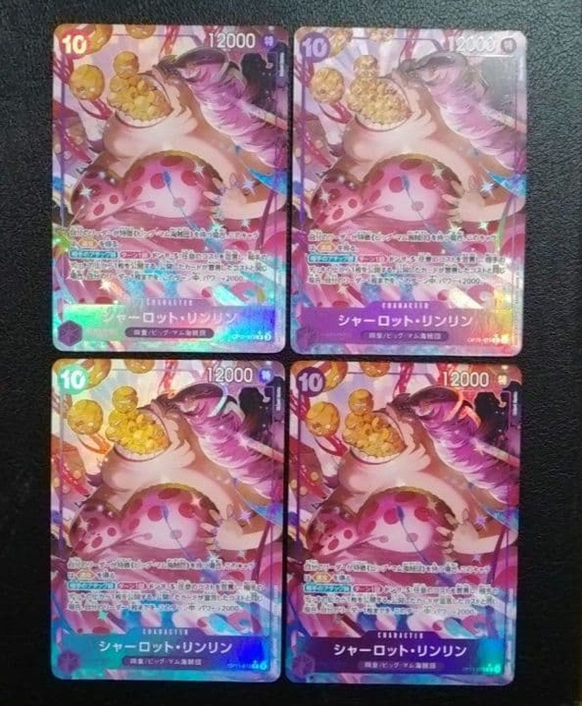 Big Mom Charlotte Linlin parallel 4 cards set from One Piece series in protective sleeves