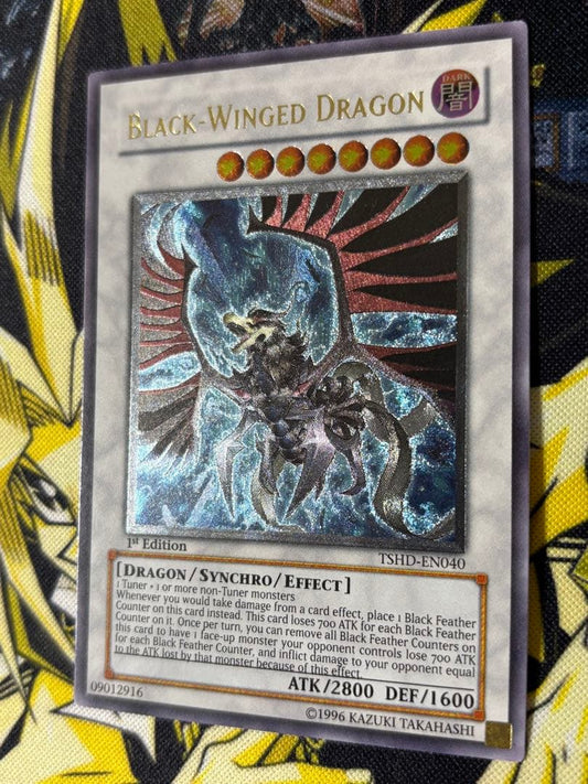 Yugioh Black Feather Dragon English Edition Relief 1st card in English with minor scratches and chips