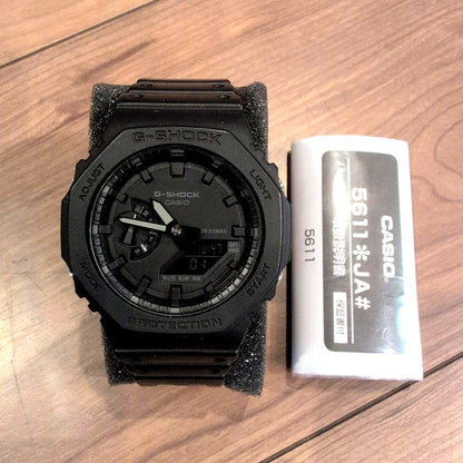 Casio G-Shock 5611JA all black square watch with octagonal bezel, analog and digital display